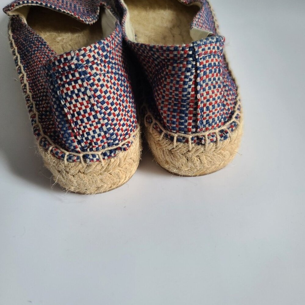 Soludos Union Jack Red Blue Tan Platform Espadrilles, fabrics, Women's size 7 - Picture 3 of 6